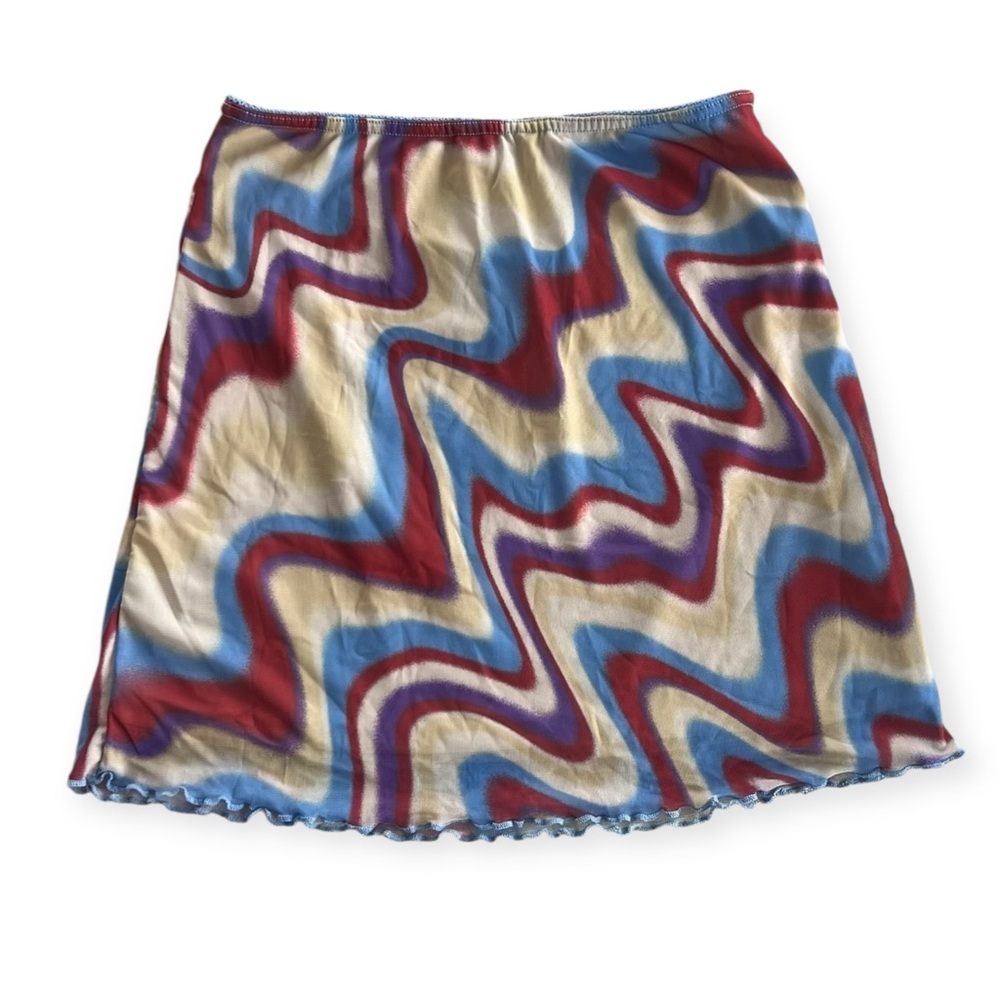 y2k Inspired Urban Outfitters Wavy Mesh Mini Skirt with Lettuce Trim